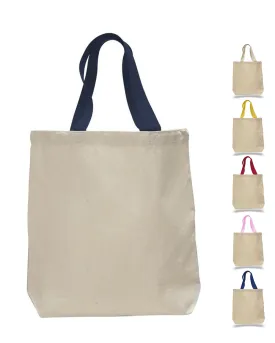 100% Cotton Canvas Tote Bags with Color Handles - TG244