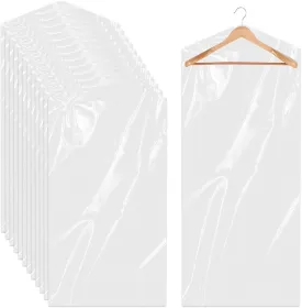 12 Pack Plastic Dry Cleaner Bags 60X150 Cm Hanging Clothing Covers Clear Garment Bags Hanging Dust-Proof Clothing Protector Covers for Dry Cleaner Home Storage Travel