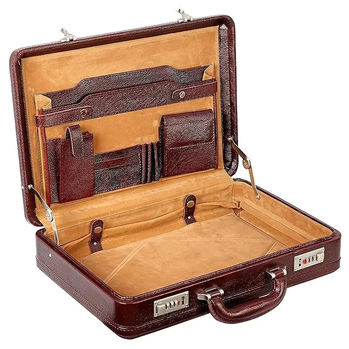 17 Inch All Round Expandable Leather Briefcase for Office