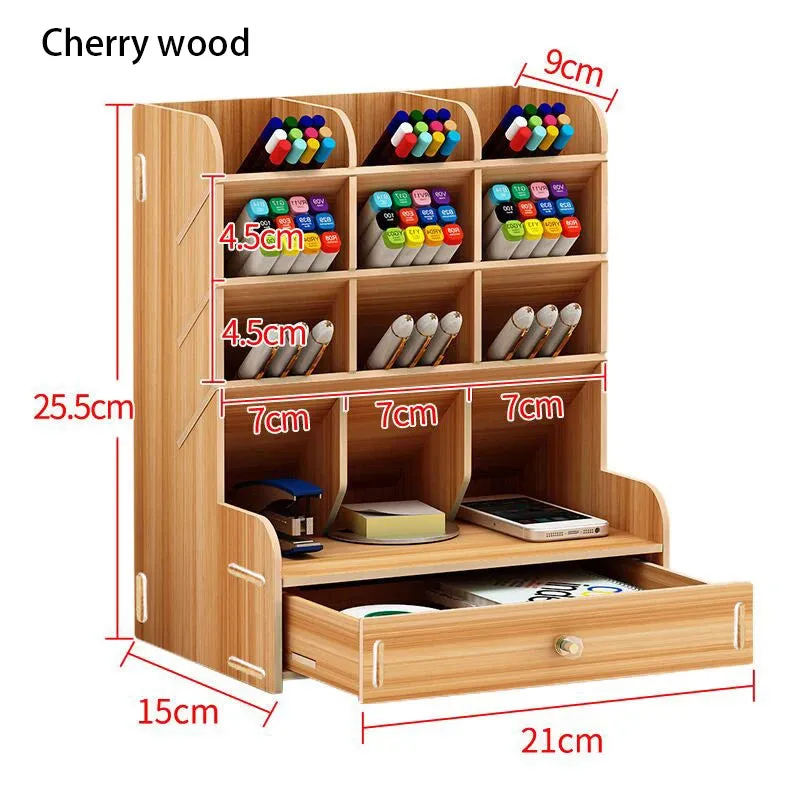 1pc Wooden Desk Organizer