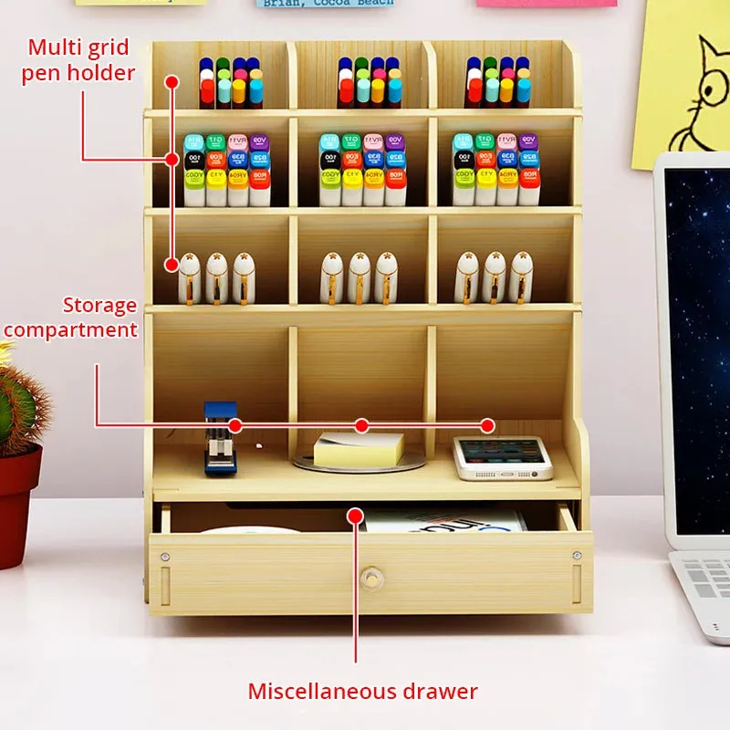 1pc Wooden Desk Organizer