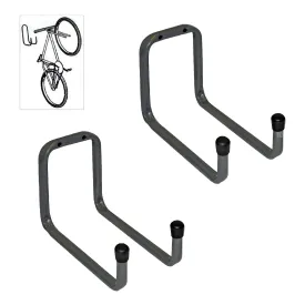 2 x Wall Mounted 180mm Tool / Bike Double Storage Hooks