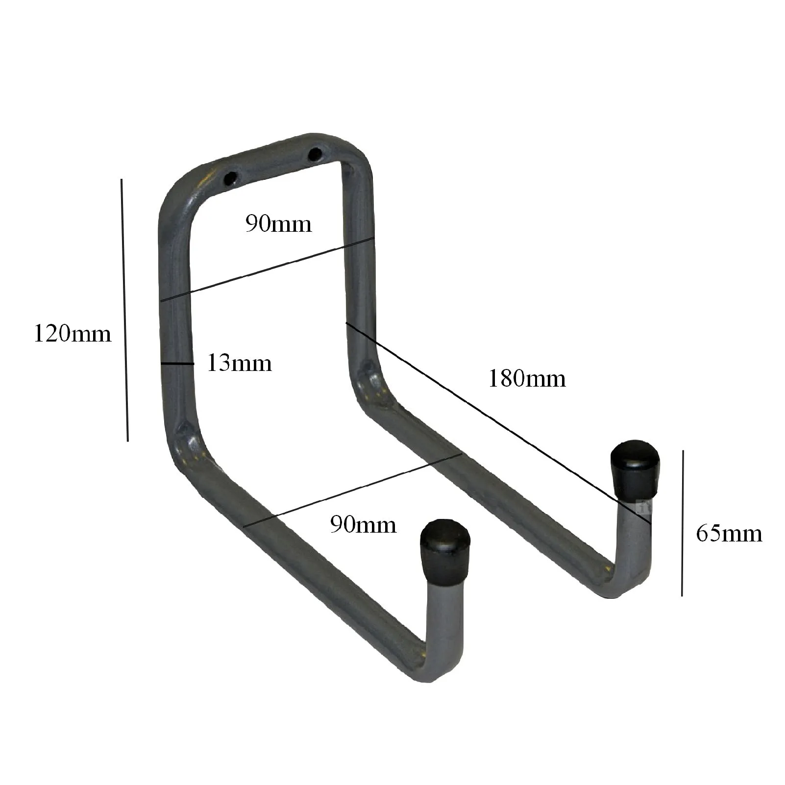 2 x Wall Mounted 180mm Tool / Bike Double Storage Hooks