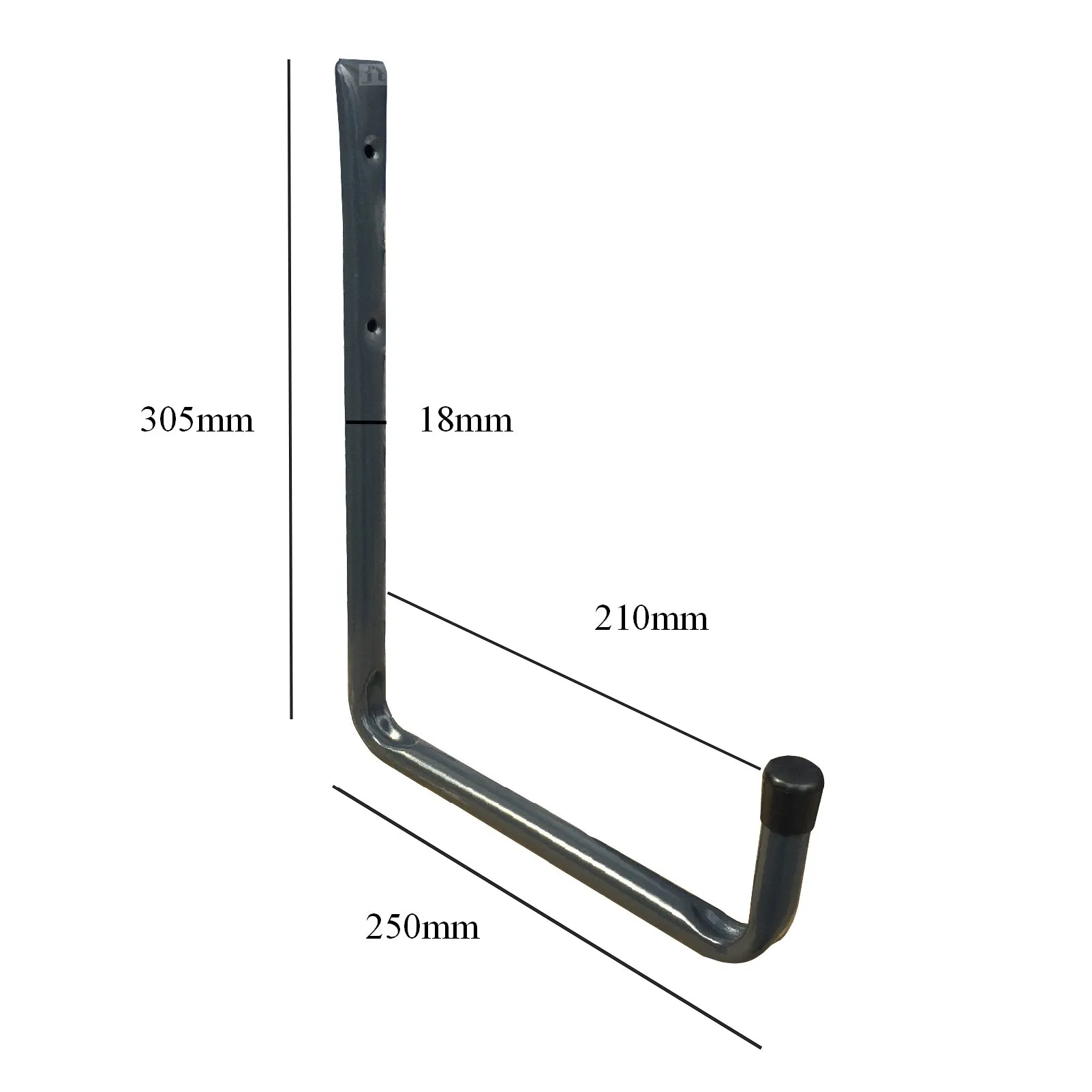 2 x Wall Mounted 250mm Utility Storage Hooks