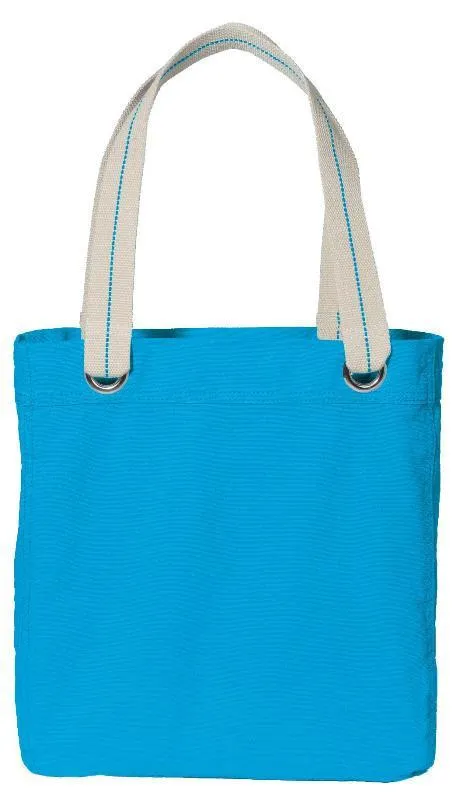 6 ct Colorful Cotton Canvas Allie Tote Bag with Interior Lining - By Bundle