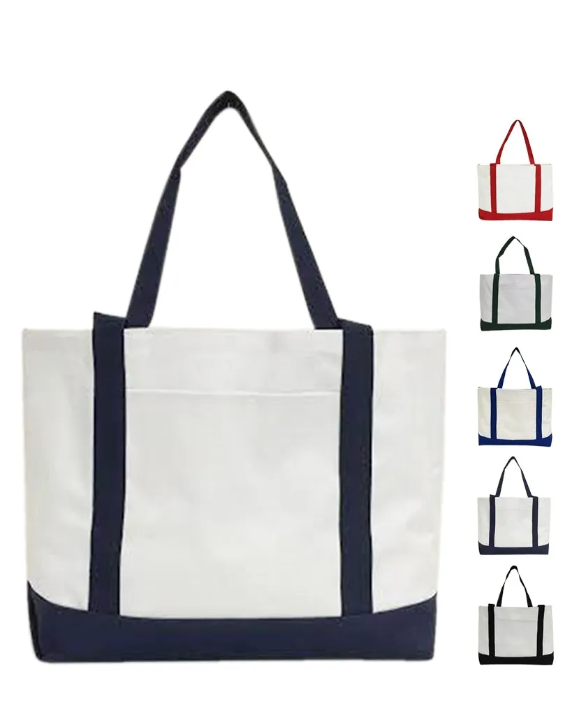 6 ct Grocery Shopping Tote Bag With Large Outside Pocket - By Bundle