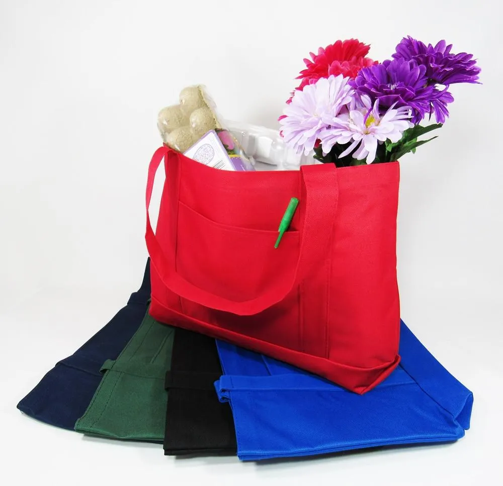 6 ct Sturdy Shopping Tote Bags Solid With PVC Backing - By Bundle