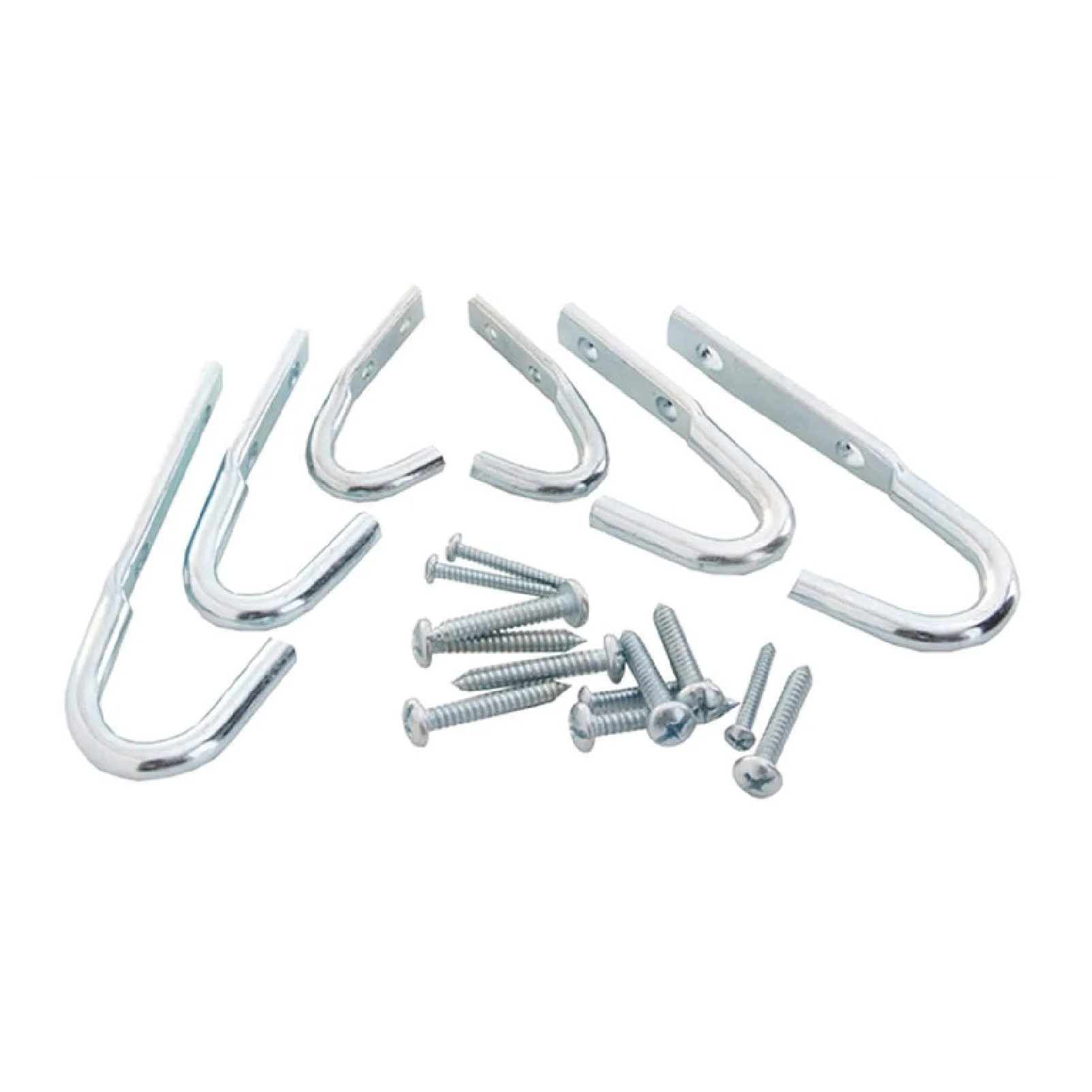 6 x Assorted Galvanised Storage Hooks Wall Mounted