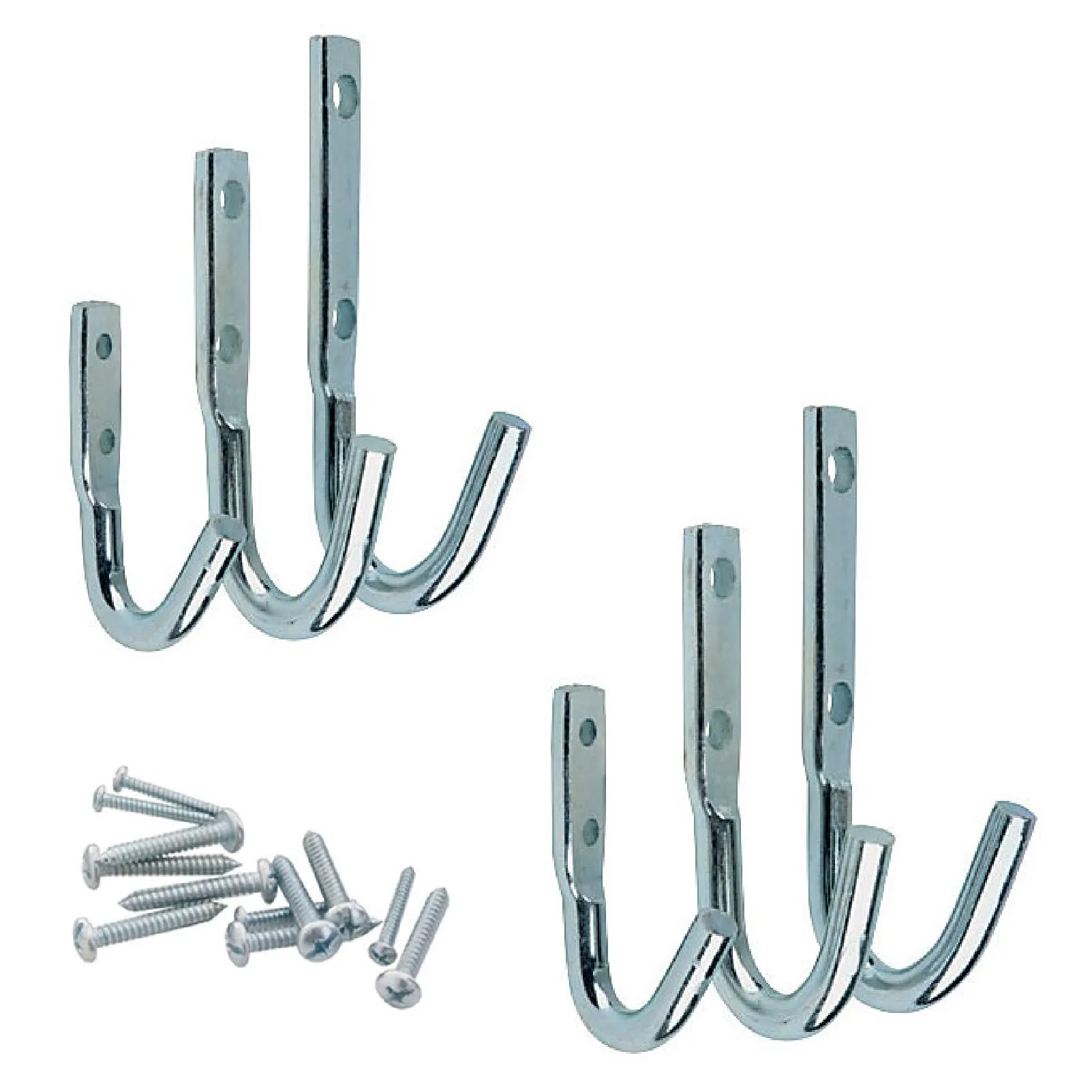 6 x Assorted Galvanised Storage Hooks Wall Mounted