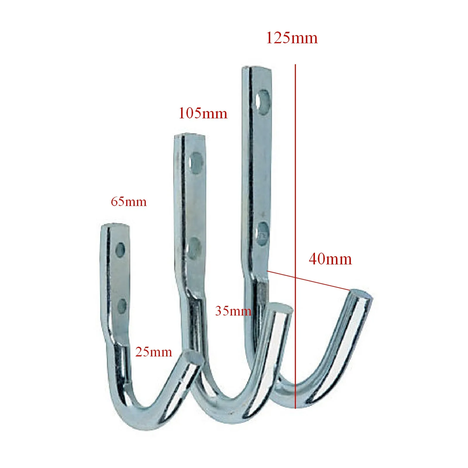 6 x Assorted Galvanised Storage Hooks Wall Mounted