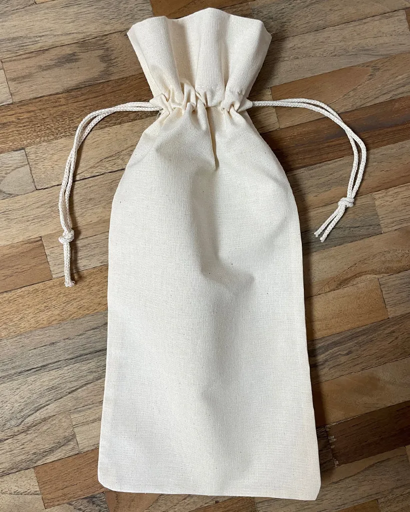 600 ct Cotton-Jute Natural Wine Bags with Drawstrings Closure - Single Bottle - By Case