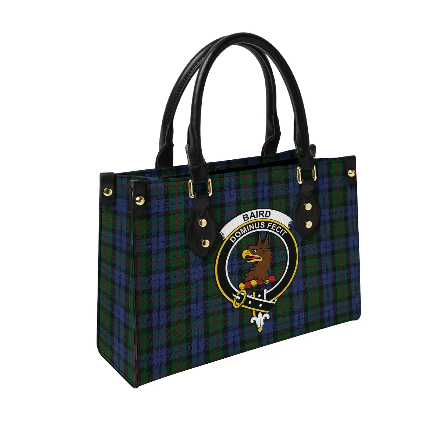 Baird Tartan Leather Bag with Family Crest