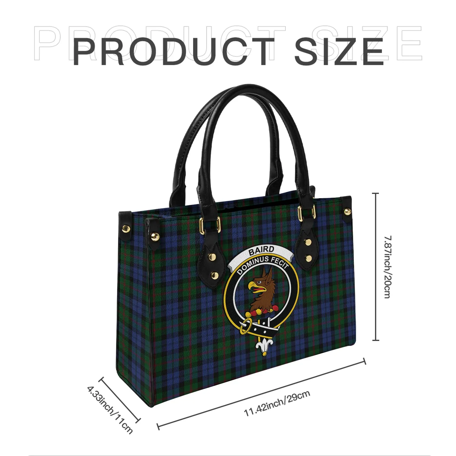 Baird Tartan Leather Bag with Family Crest