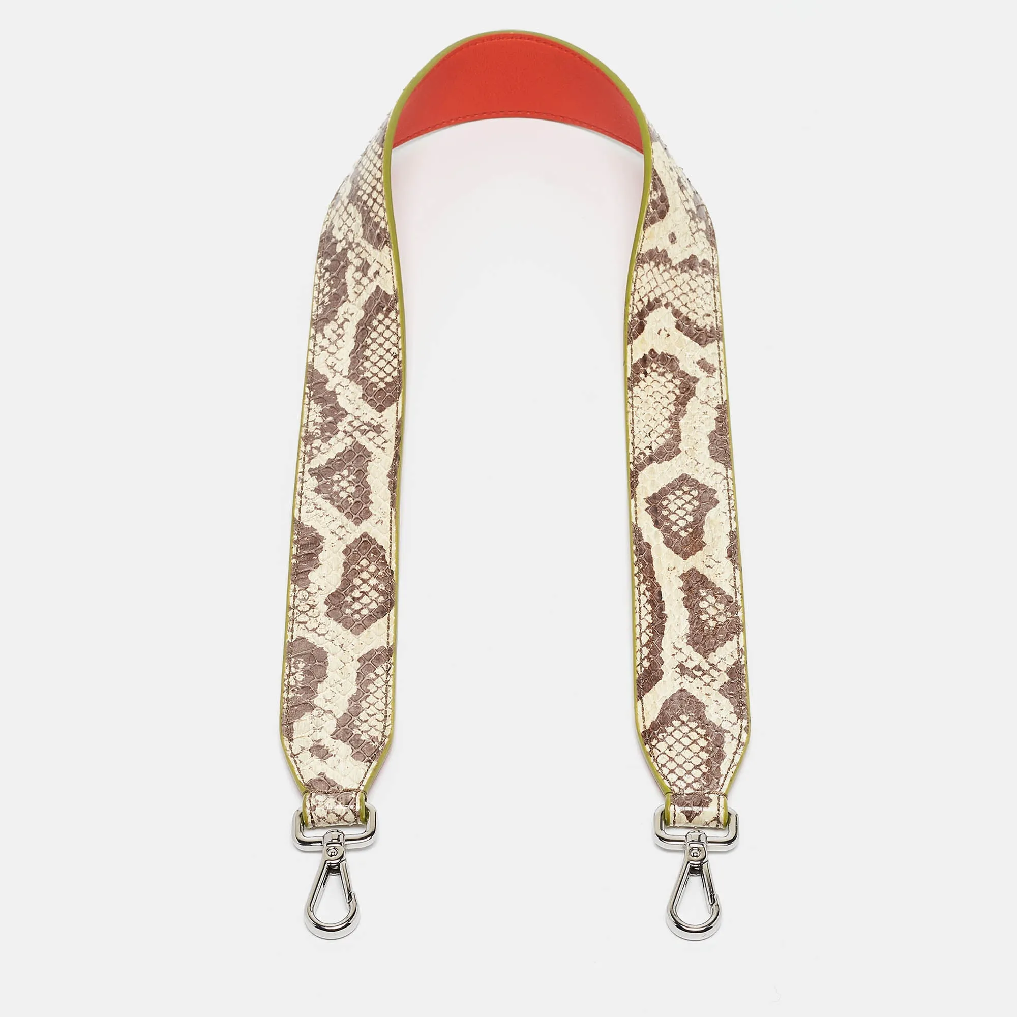 Beige/Orange Python and Leather Strap You Shoulder Bag Strap