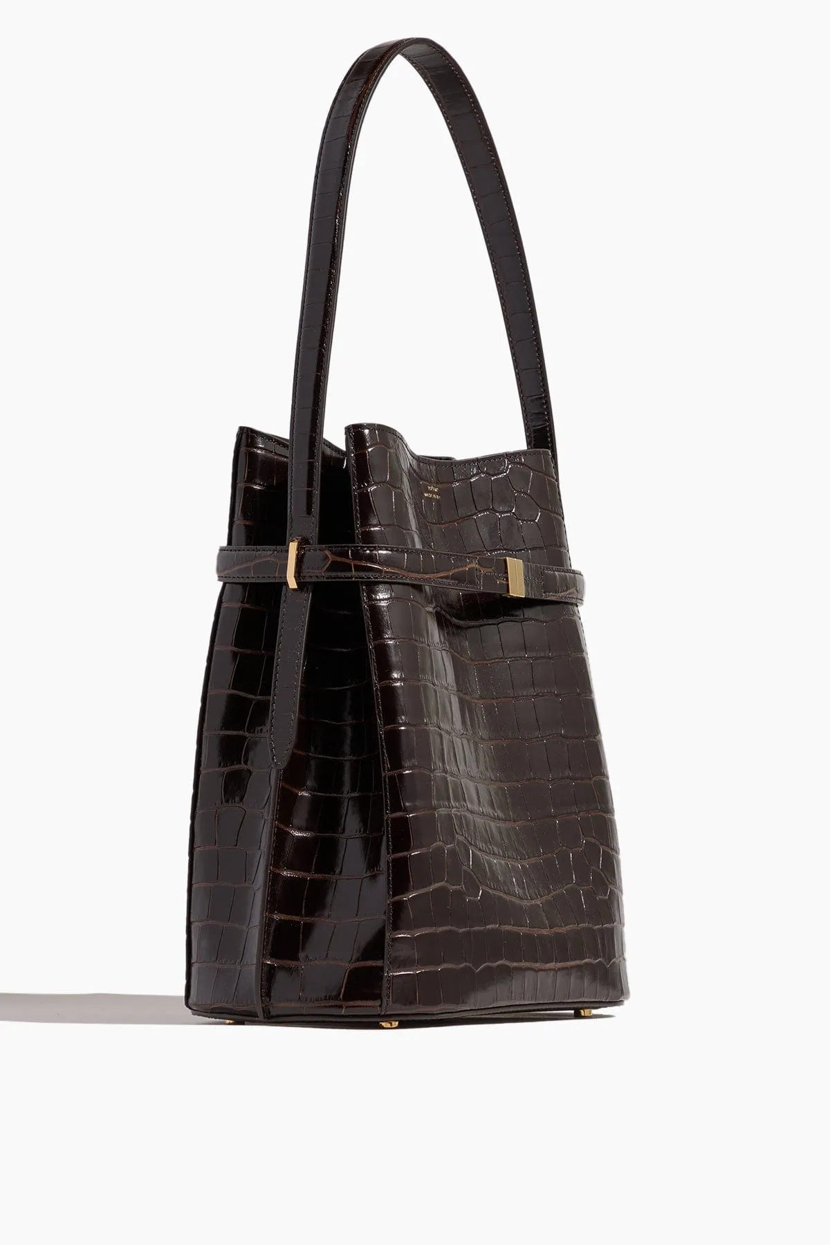 Belted Bucket Bag in Dark Brown