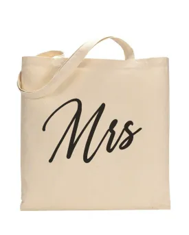 Black Color Mrs Tote Bag - Bridal-Wedding Tote Bags