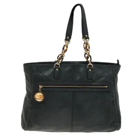 Black Iridescent Leather Chain Tote