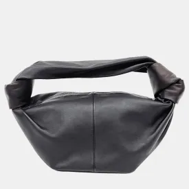 Black Leather Mini Double Knot Jodie Top Handle Bag