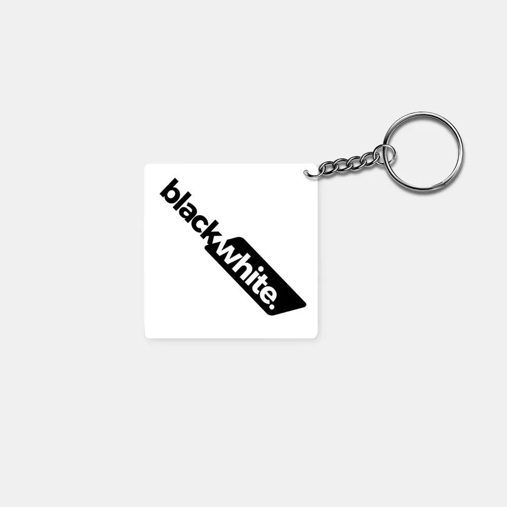 Black White: Printed Square Keychain