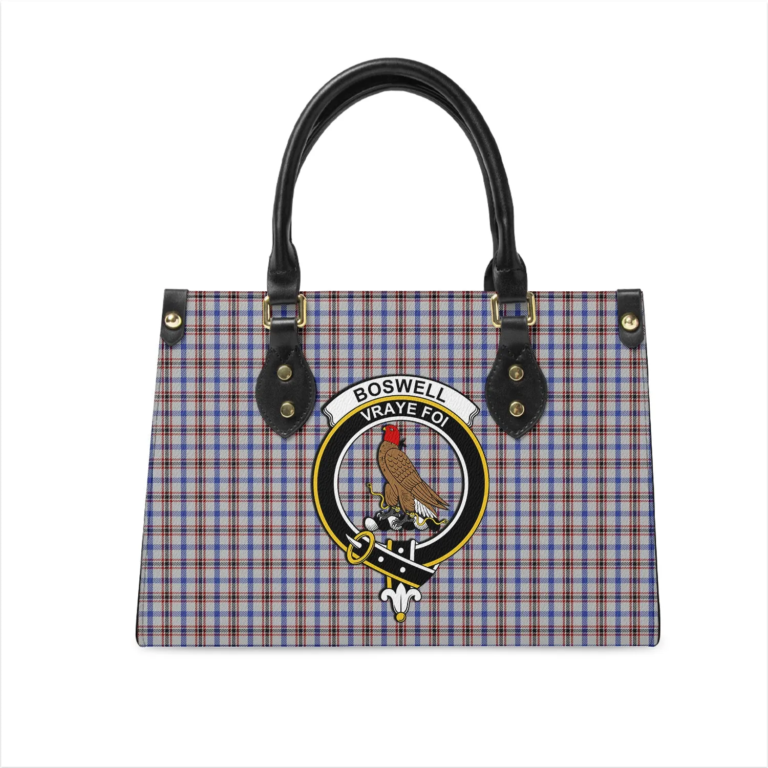 Boswell Tartan Leather Bag with Family Crest