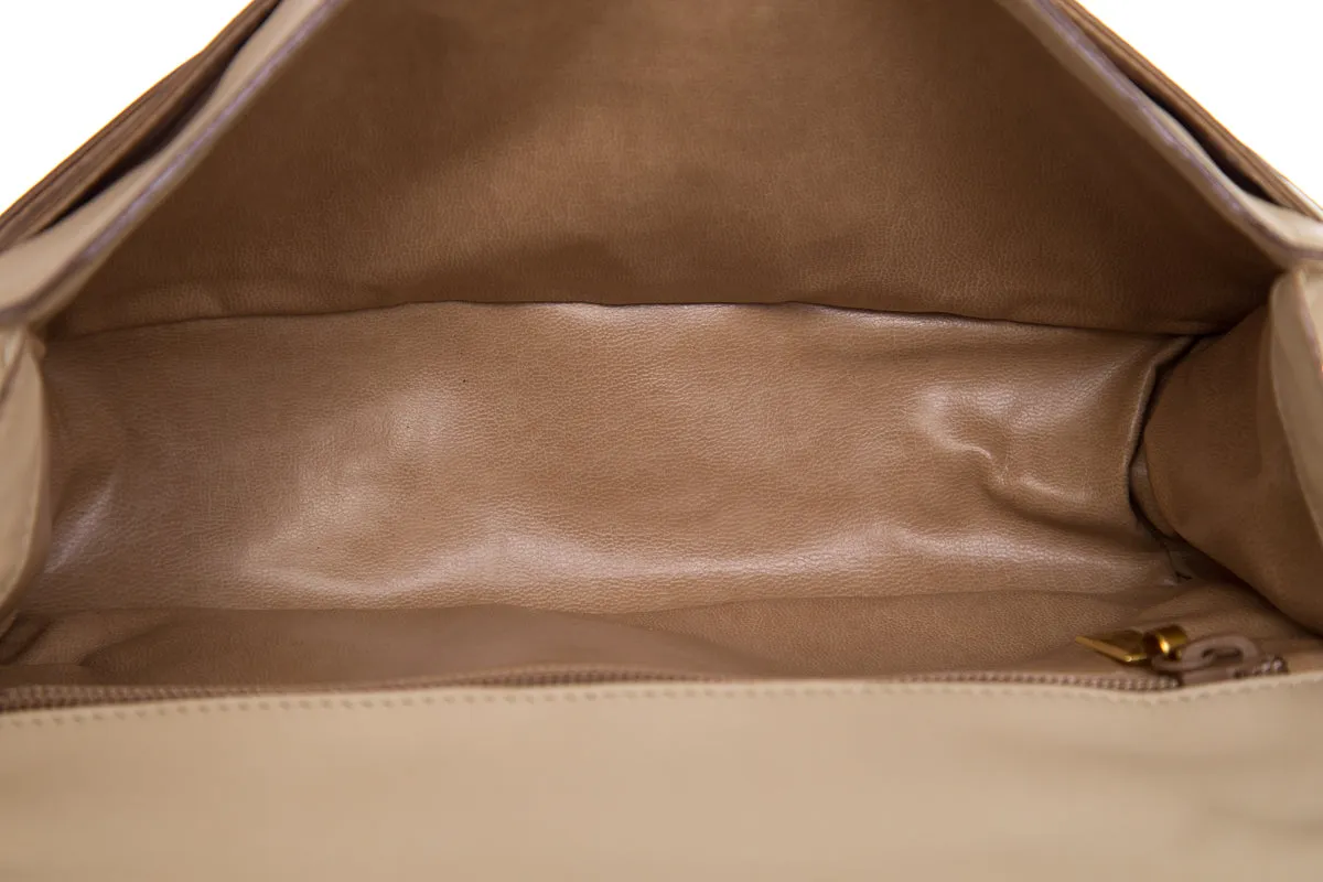 Bottega Veneta Beige Intrecciato Flap Leather Shoulder