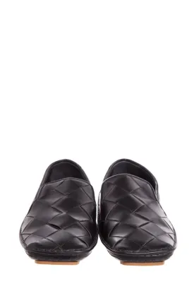 Bottega Veneta Black Square Toe Intrecciato Flats SZ 37