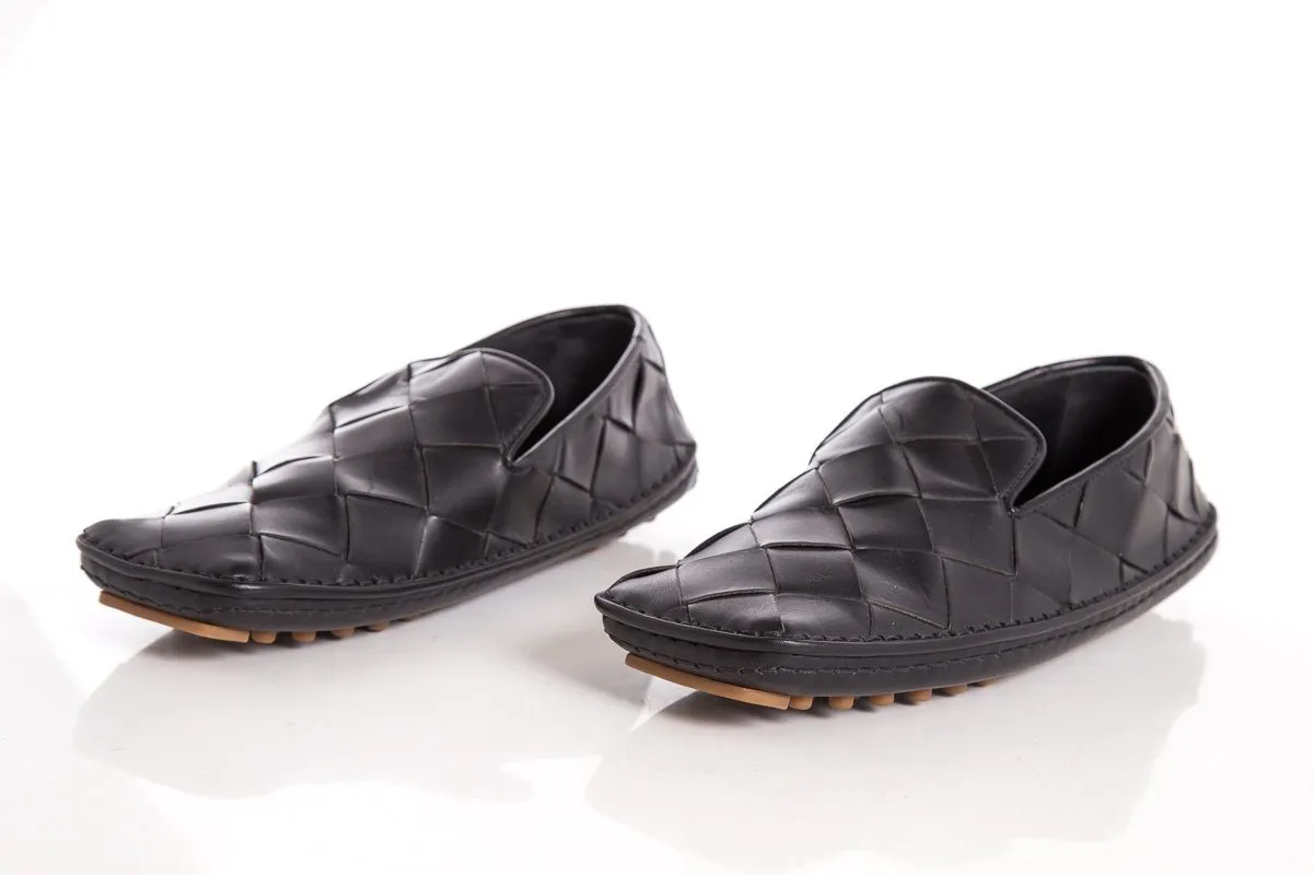 Bottega Veneta Black Square Toe Intrecciato Flats SZ 37