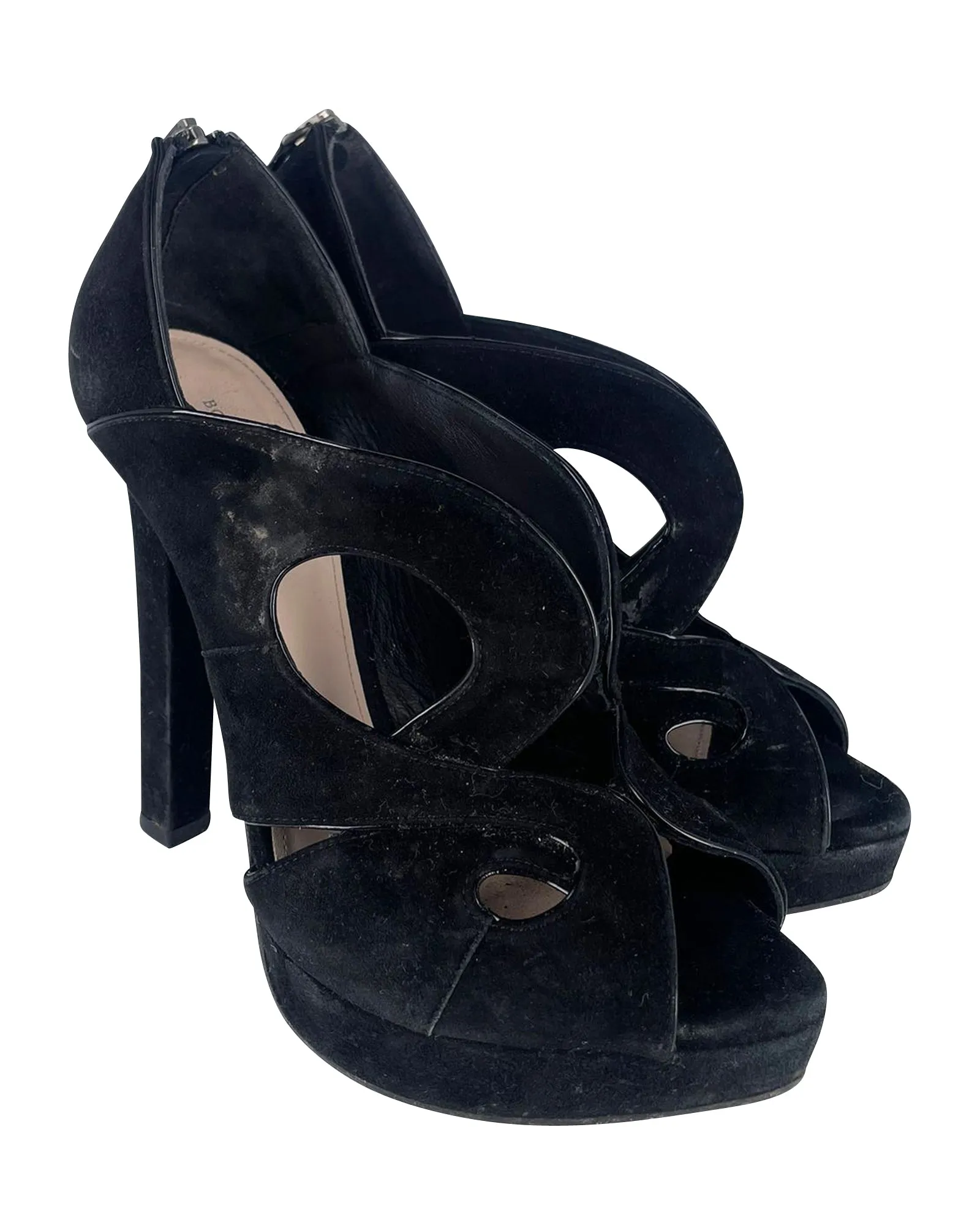 Bottega Veneta Cut Out Heels in Black Velvet