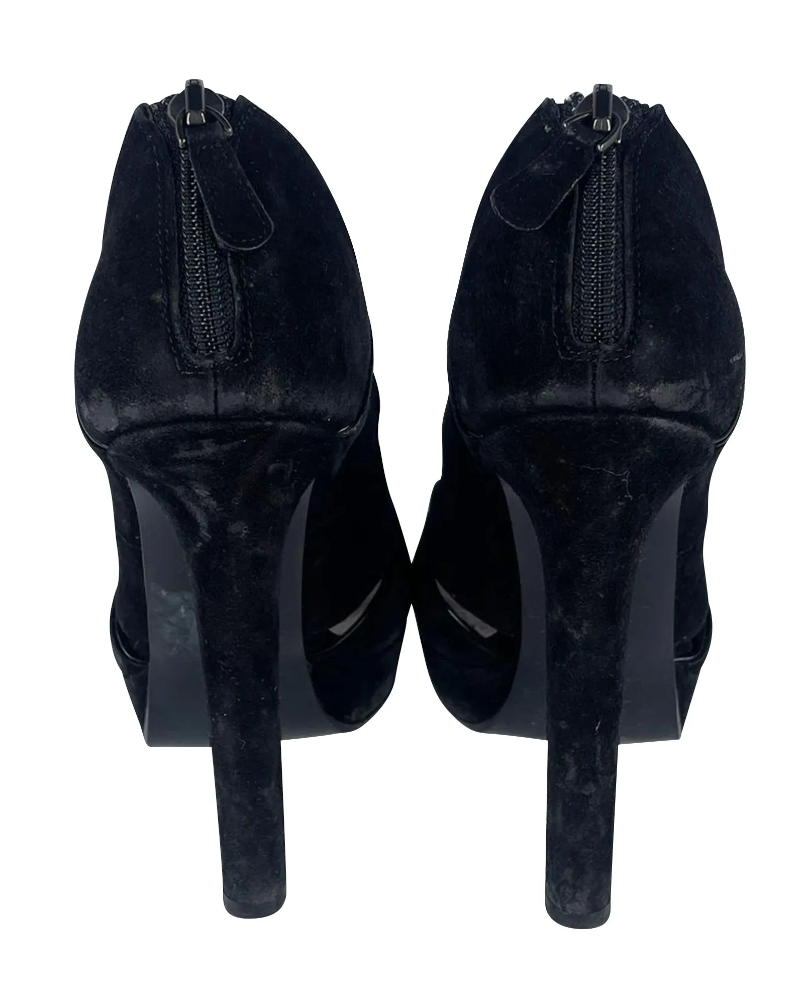 Bottega Veneta Cut Out Heels in Black Velvet