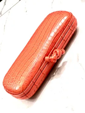 Bottega Veneta Knot Croc Leather Clutch