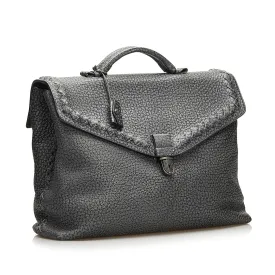 Bottega Veneta Leather Intrecciato Trimmed Business Bag (SHG-35299)