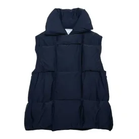 Bottega Veneta Oversized Intrecciato Quilted Padded Down Vest Midnight Navy Pre-Owned