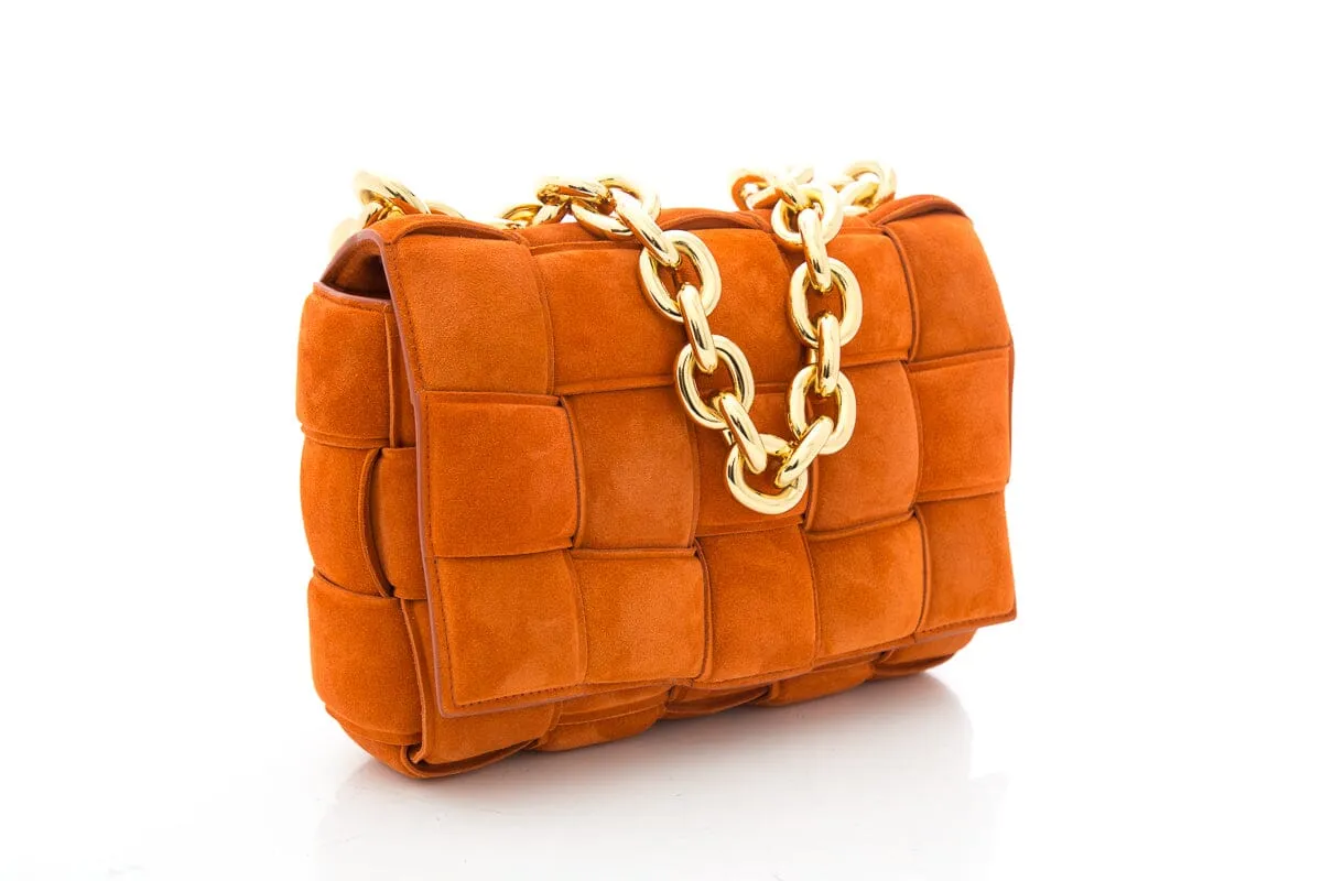 Bottega Veneta Rust Suede "Chain Cassette"  Handbag