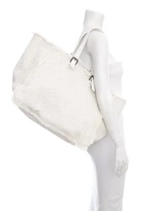 Bottega Veneta White Intrecciato Fringe Tote