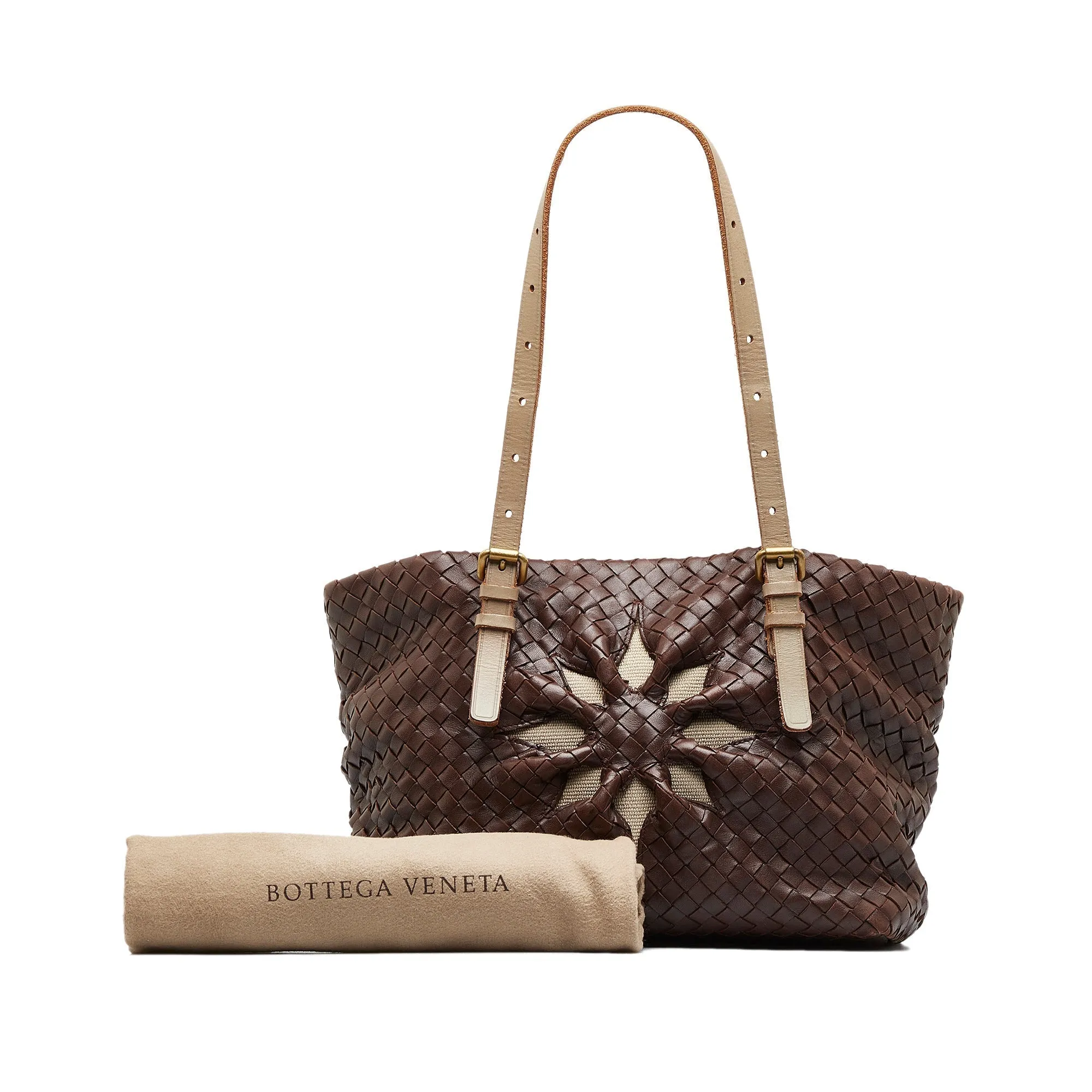 Brown Bottega Veneta Intrecciato Marquise Flower Tote