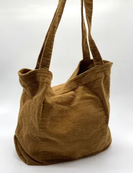 Brown Corduroy Tote Bag