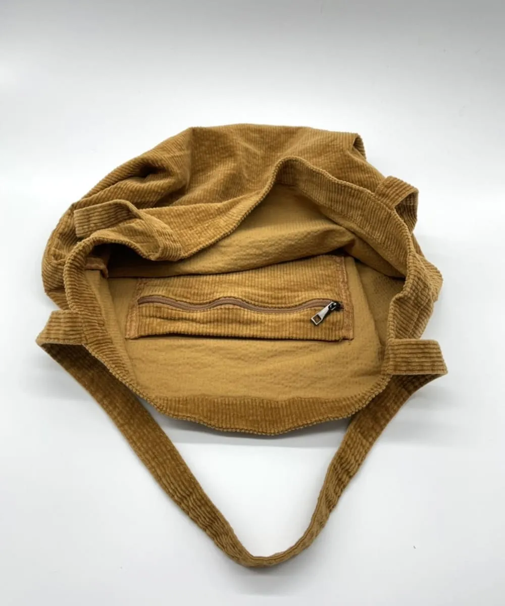 Brown Corduroy Tote Bag