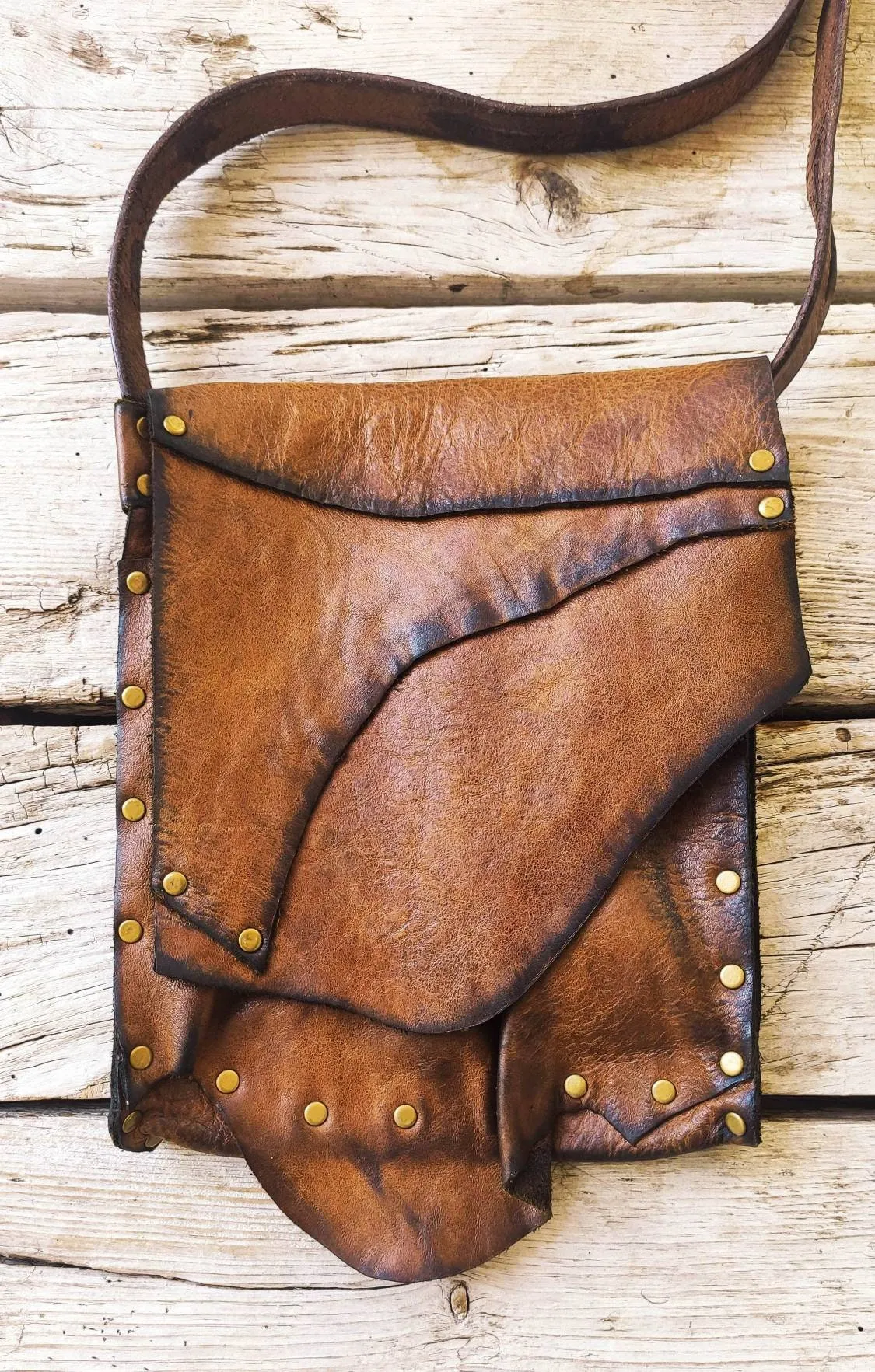 Brown Leather Bag, Man Bag, Unisex Bag, vintage Leather Bag, Leather Crossbody Purse, Brown Handbag, viking bag belt, Leather Gift for Him