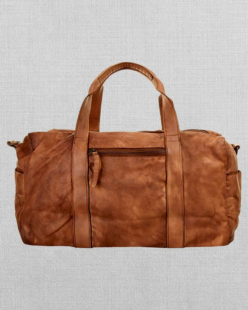 BROWN LEATHER STYLISH DUFFEL BAG