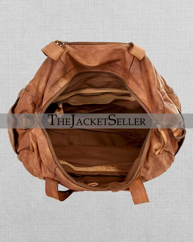 BROWN LEATHER STYLISH DUFFEL BAG