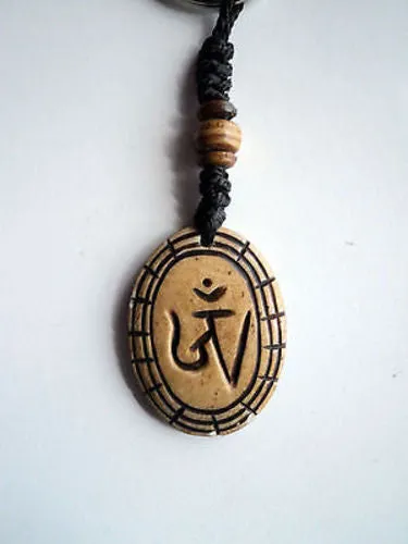 Brown Tibetan Om Bone Keychains