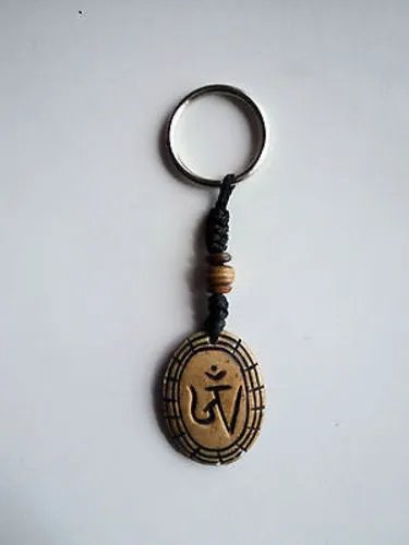 Brown Tibetan Om Bone Keychains