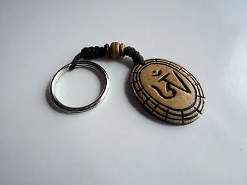 Brown Tibetan Om Bone Keychains