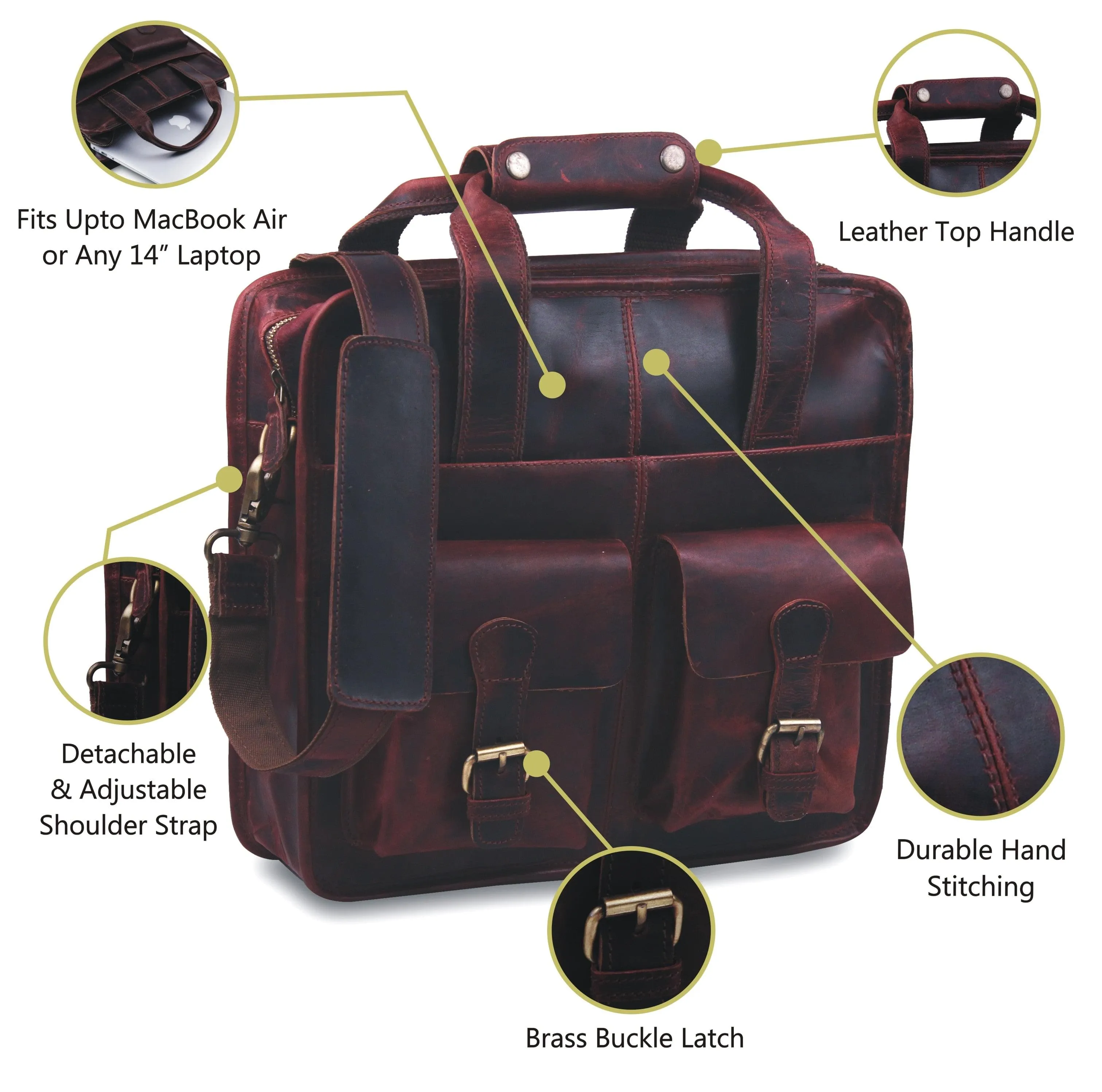 Buffalo Leather Briefcase 14 Inch