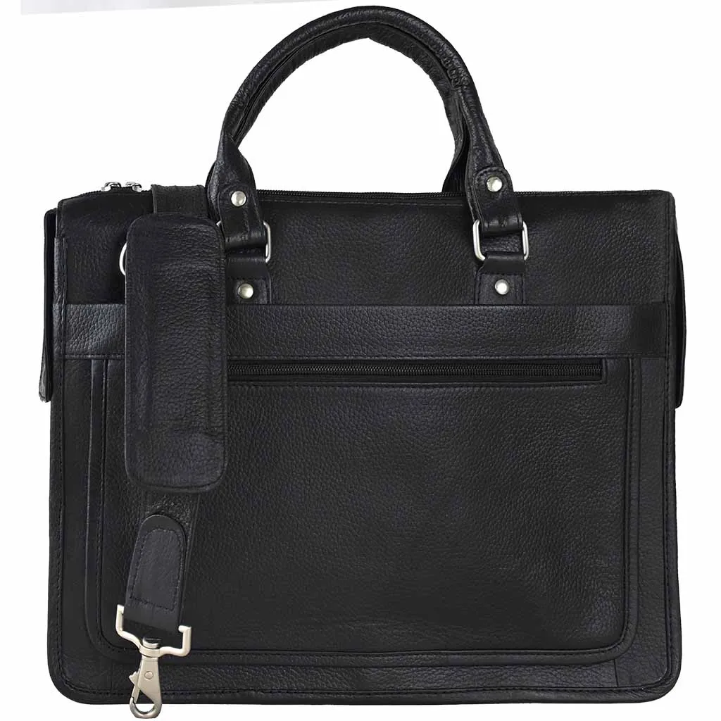 Business Leather Laptop Bag Black Apex Messenger Bag