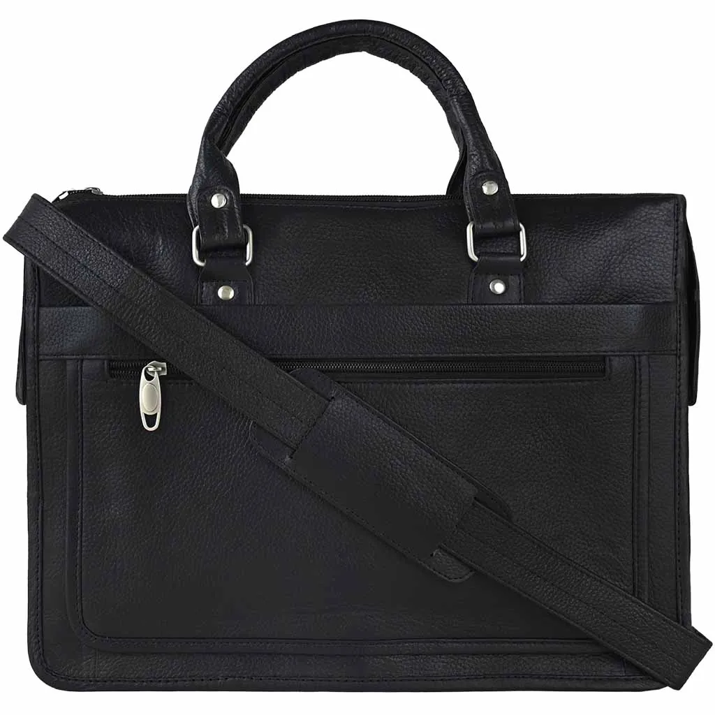 Business Leather Laptop Bag Black Apex Messenger Bag