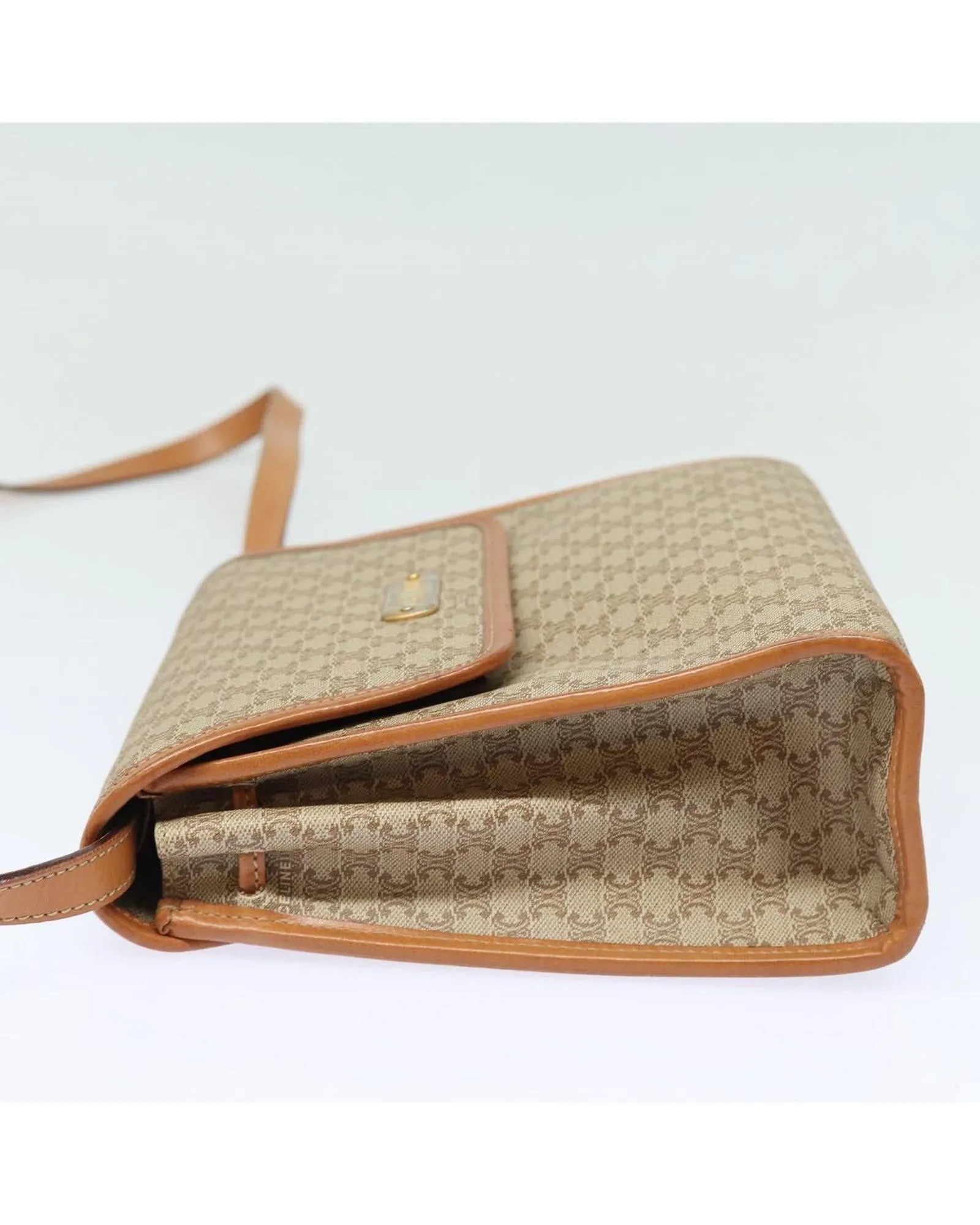 Canvas Macadam Shoulder Bag with Gold Accents