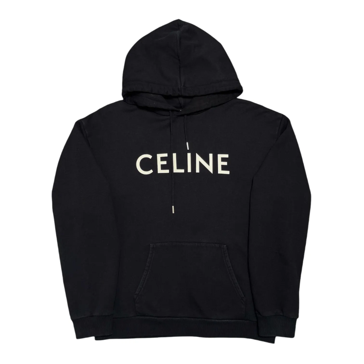 Celine Logo Loose Fit Hooded Sweatshirt Black Pre-Owned