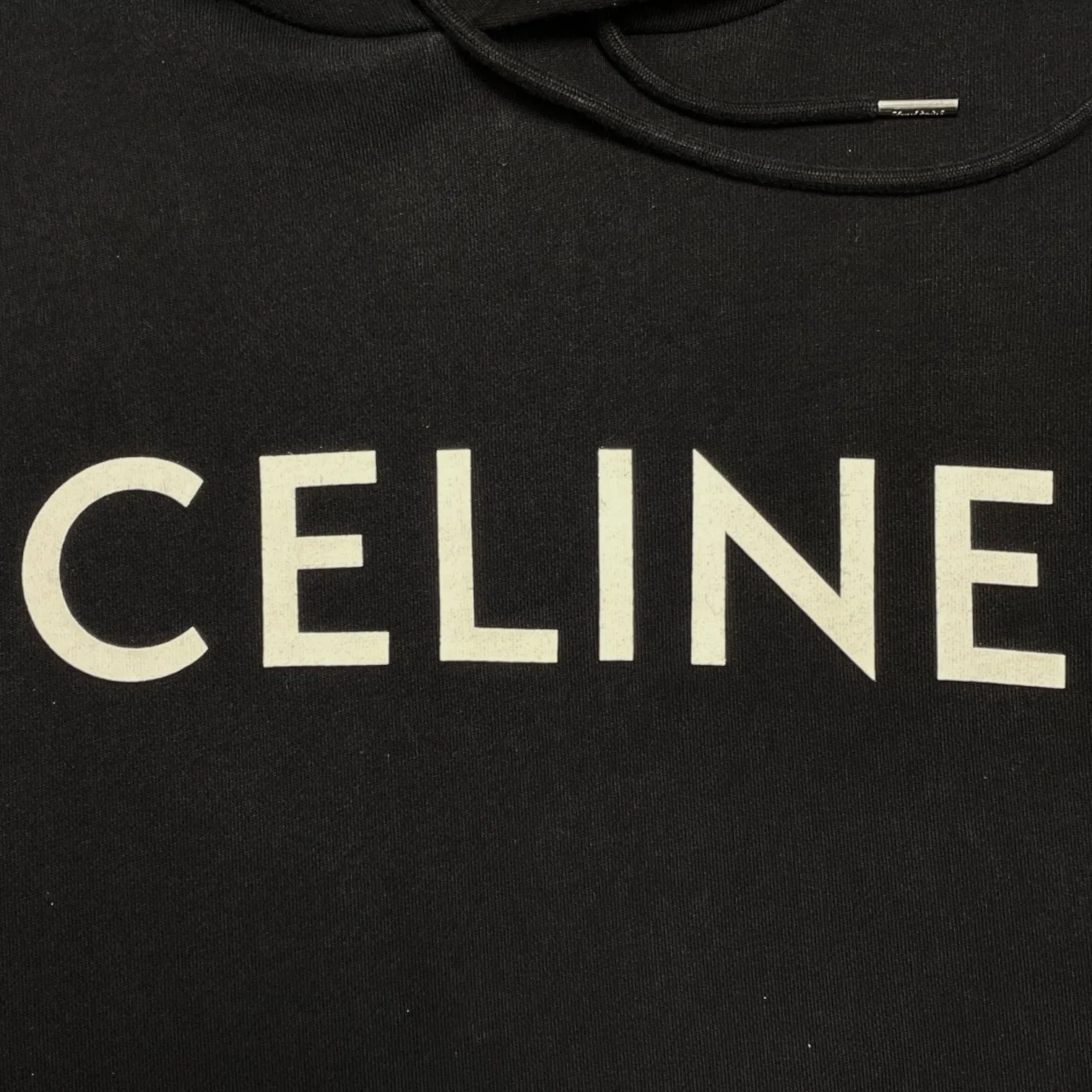 Celine Logo Loose Fit Hooded Sweatshirt Black Pre-Owned