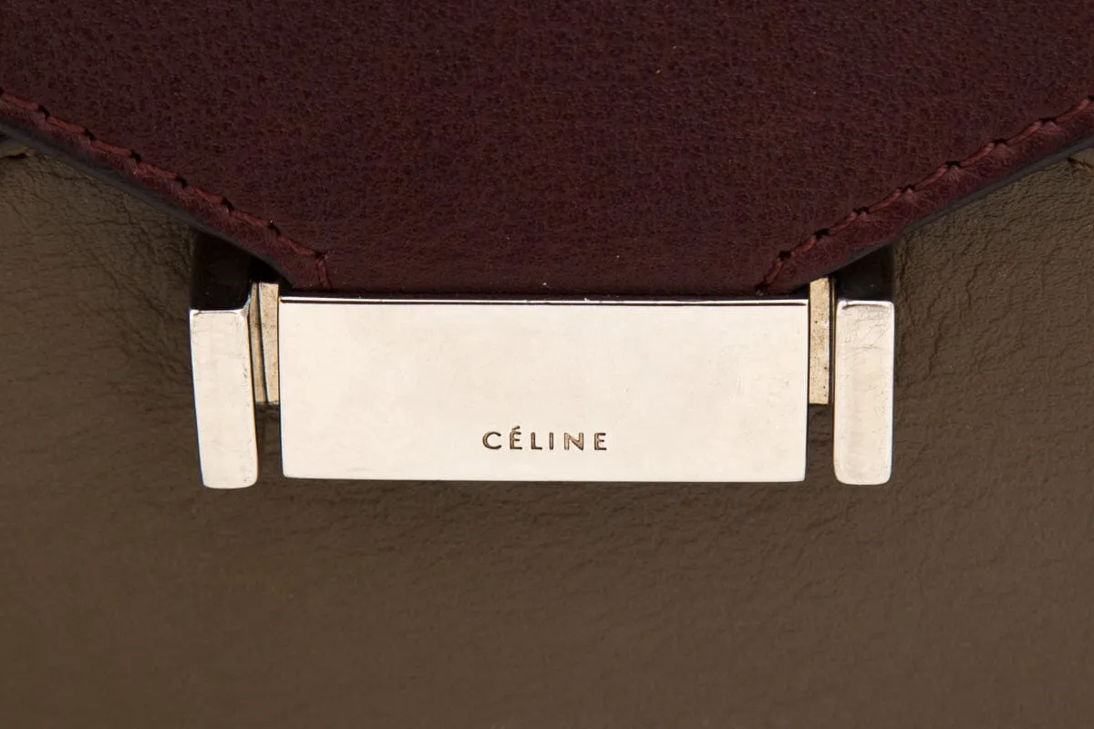 Celine Maroon & Grey Flap Envelope Handbag